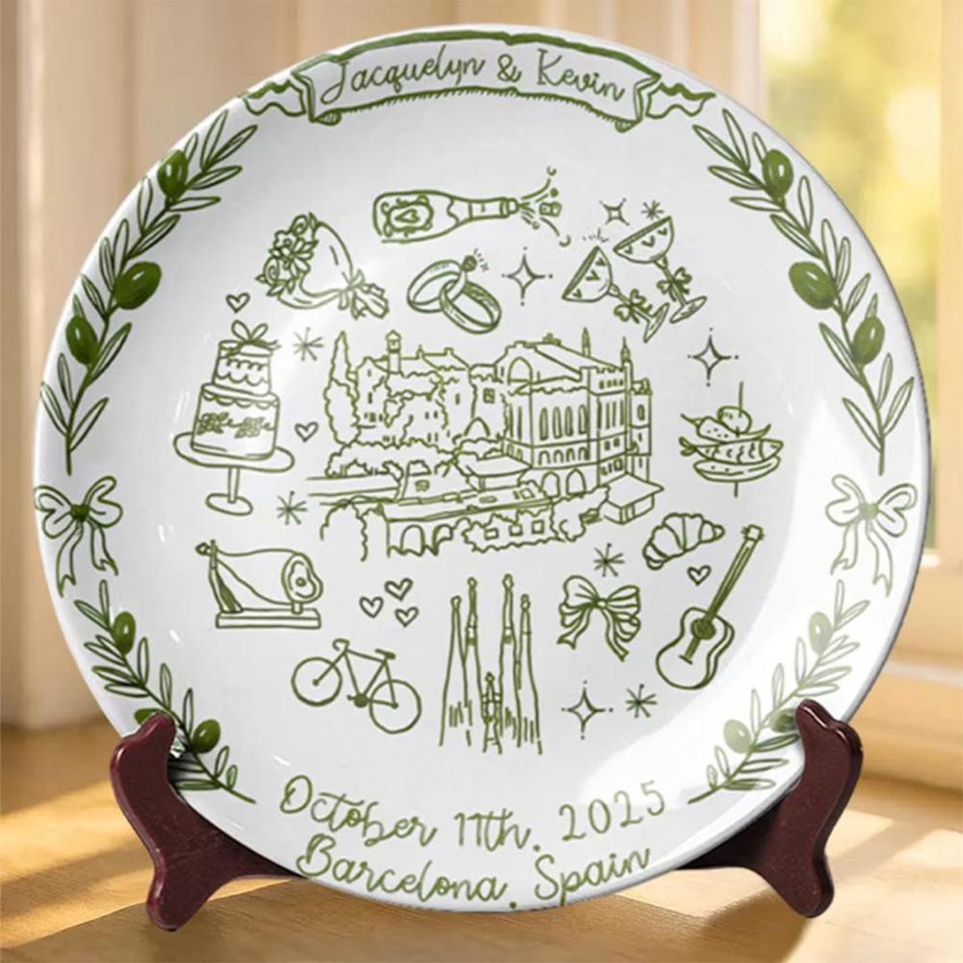 Personalized Wedding Platter – Custom Ceramic Plate for Couple, Anniversary Keepsake, New Home Gift, Romantic Home Decor P126ATL0