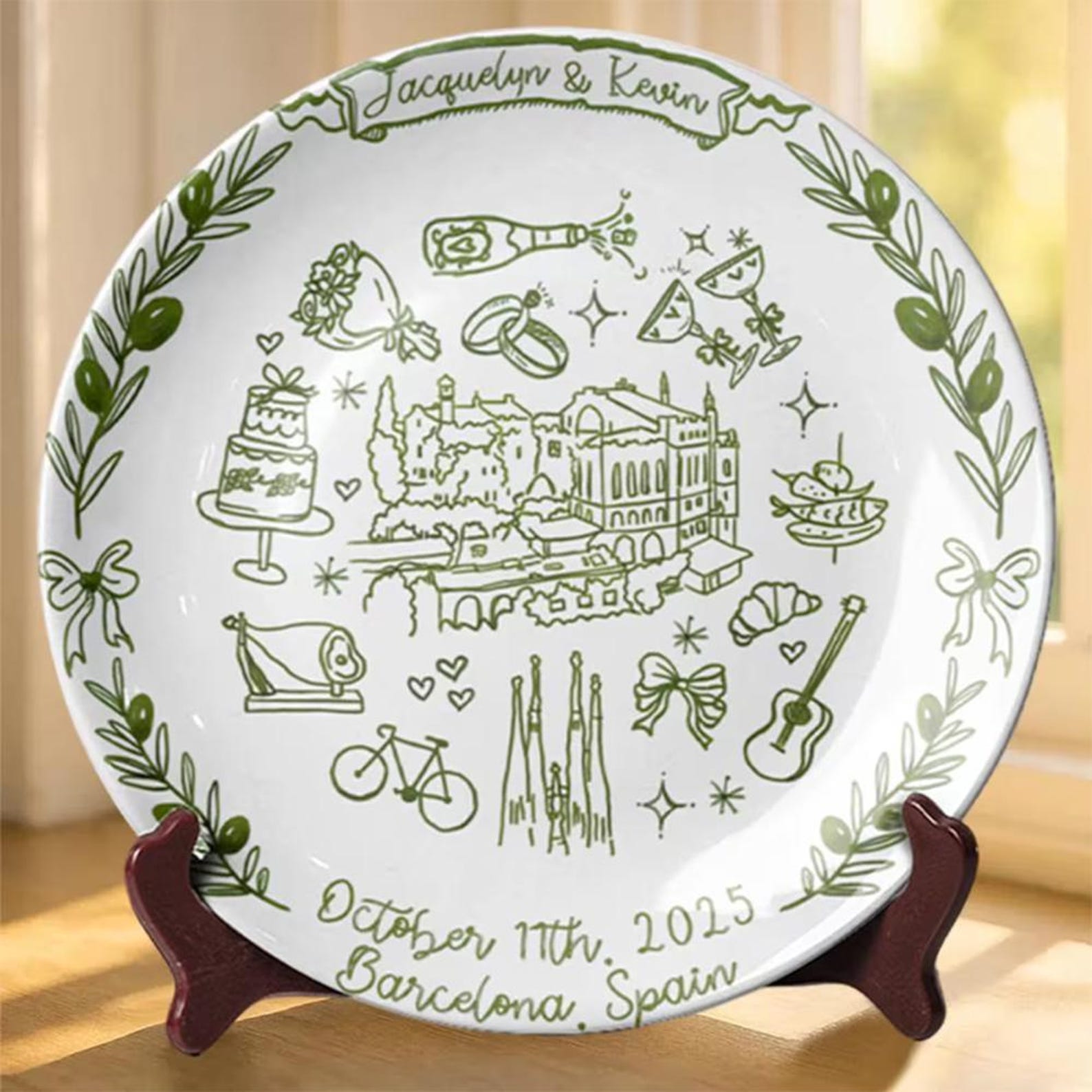 Personalized Wedding Platter – Custom Ceramic Plate for Couple, Anniversary Keepsake, New Home Gift, Romantic Home Decor P126ATL0