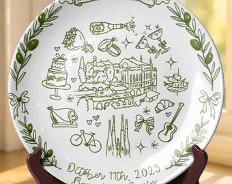 Personalized Wedding Platter – Custom Ceramic Plate for Couple, Anniversary Keepsake, New Home Gift, Romantic Home Decor P126ATL0