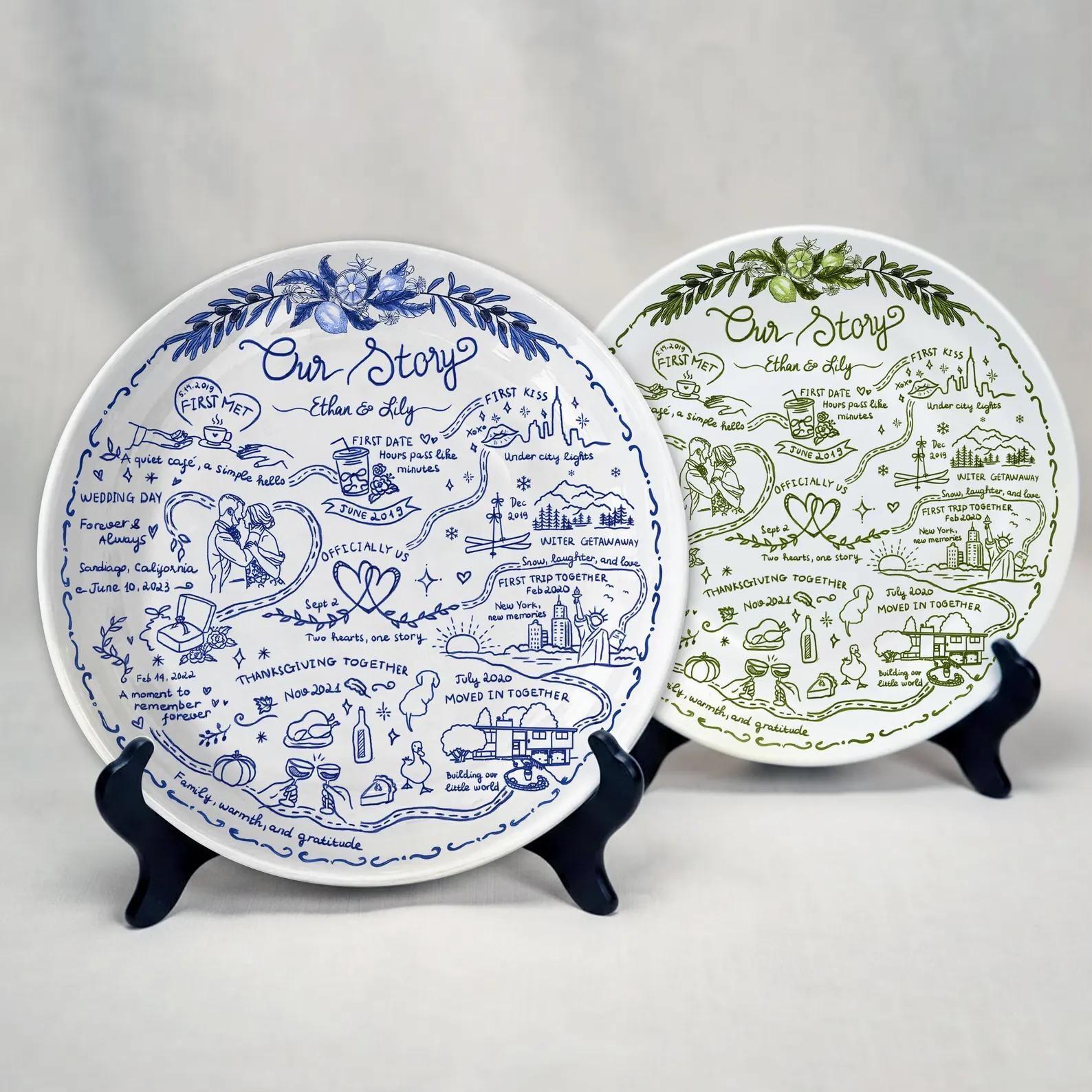 Stry Plate Personalized Love Story Plate, Custom Couple Timeline Ceramic Plate ...