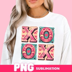 XOXO Valentinstag Design, Retro Valentinstag Shirt Design, Herz png, Valentinstag Png, Valentinstag Schleife Digital Download