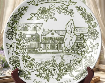 Personalized Wedding Plate, Custom Couple Name Ceramic Platter, Anniversary Gift, Newlywed Keepsake, New Home Gift Decor P418UZI0