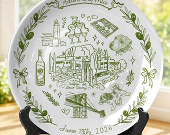 Personalized Wedding Plate for Couple, Custom Ceramic Platter Gift, Anniversary Keepsake, Newlywed Gift, Romantic Home Decor P526VBX0