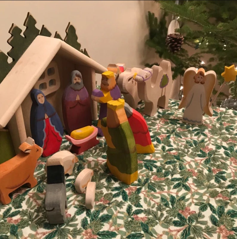 Wooden Nativity Set Christmas set Decor Detroit Mall famous nativity Ch