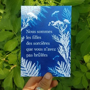 Feministische Hexe Postkarte Cyanotypie Reproduktion