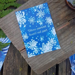 Carte postale Tétons partout soutif nul part féministe cyanotype reproduction