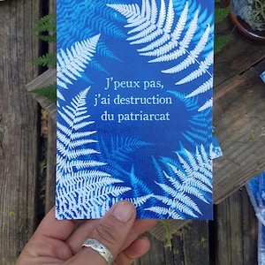 Carte postale destruction du patriarcagmt féministe cyanotype reproduction