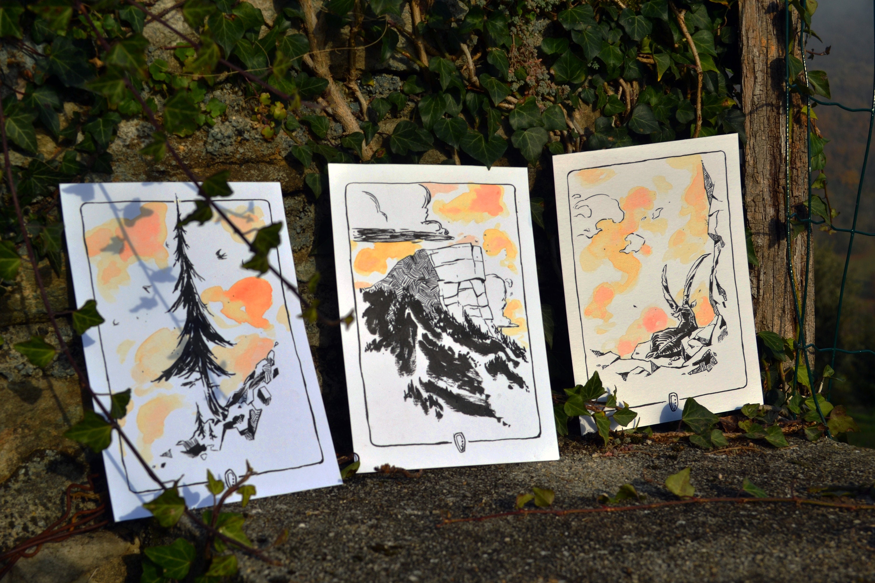Illustration - Triptyque Montagnes et Nature A5