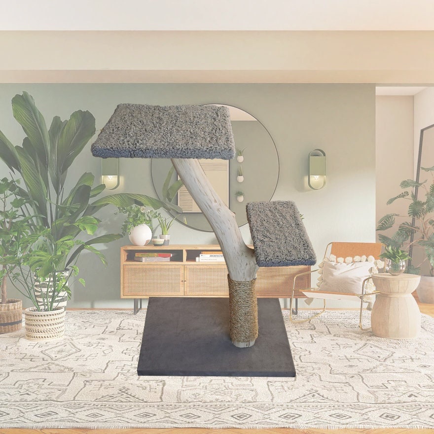 Arbre à Chat en Bois Naturel Massif