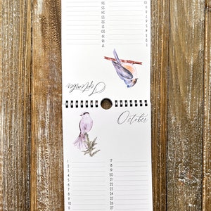 Perpetual Calendar with Bird Watercolour Paintings, Anniversary Calendar, Birthday Calendar, Celebration Calendar, Mother's Day Gift image 5