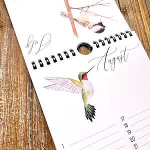 Perpetual Calendar with Bird Watercolour Paintings, Anniversary Calendar, Birthday Calendar, Celebration Calendar, Mother's Day Gift image 3