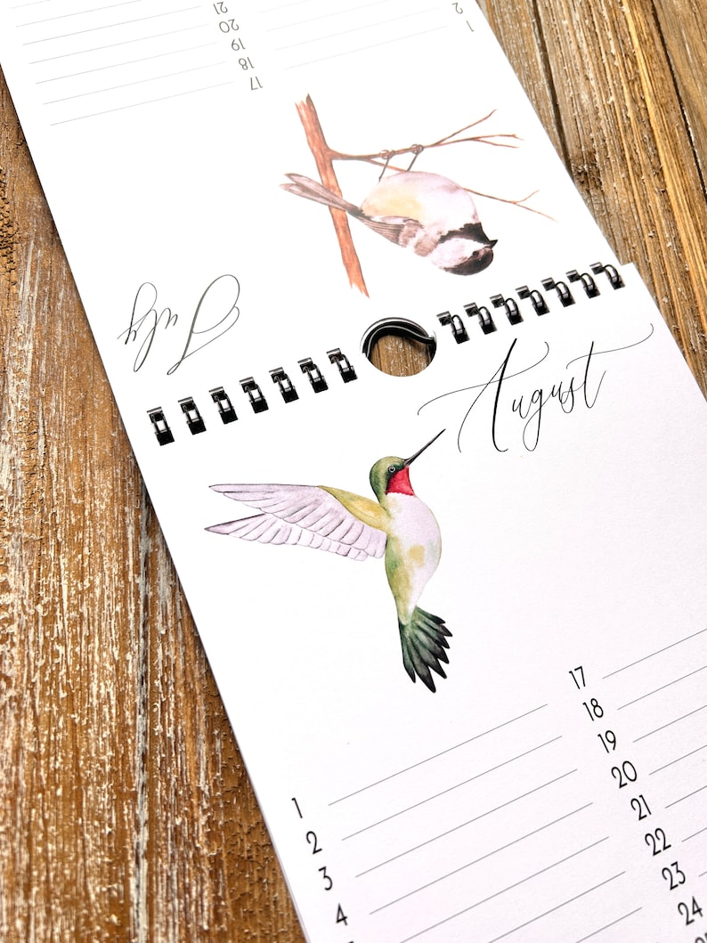 Perpetual Calendar with Bird Watercolour Paintings, Anniversary Calendar, Birthday Calendar, Celebration Calendar, Mother's Day Gift image 3