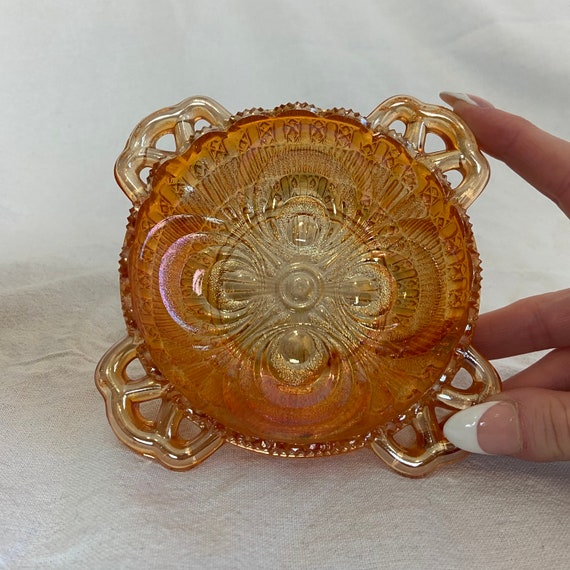 Vintage Orange/Gold Marigold Carnival Glass Trink… - image 6