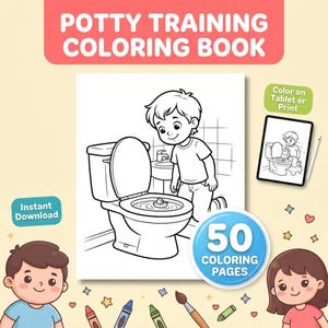 Cahier de coloriage apprentissage propreté, PDF à imprimer pour enfants, Apprendre aller au pot, Support éducatif digital
