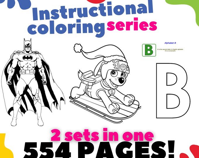 554 PAGES EDUCATIONAL Coloring Set for Kids - 2 Set in ONE