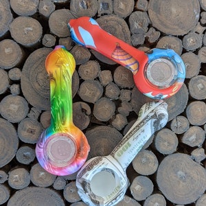 Unbreakable Smokes & Giggles: Dolars, Red Fancy and Pink Fancy Silicone Hand Tobacco Pipe Set