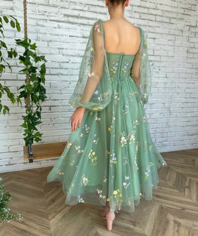 Green Cottagecore Dress Corset Dress Prom Dress Fairy Tale Etsy