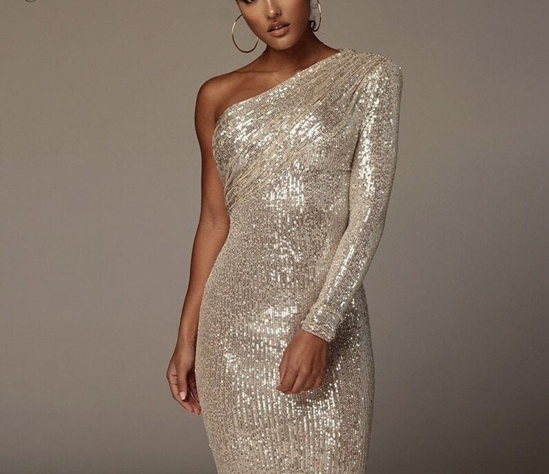 Shining New Year Dress / Glitter Christmas Dress / Silver Etsy