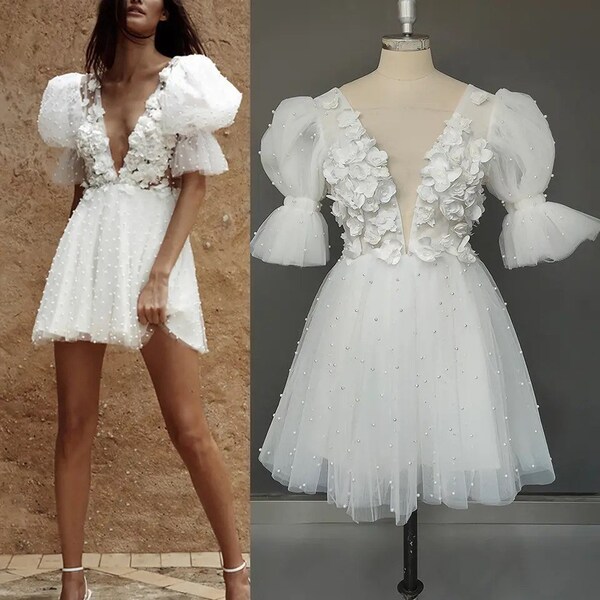 White Short Reception Dress - Etsy