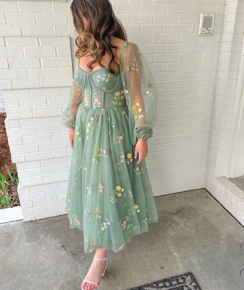 Green Cottagecore Dress Corset Dress Prom Dress Fairy Tale Etsy