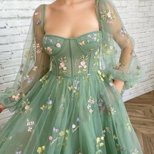 green corset fairy dress