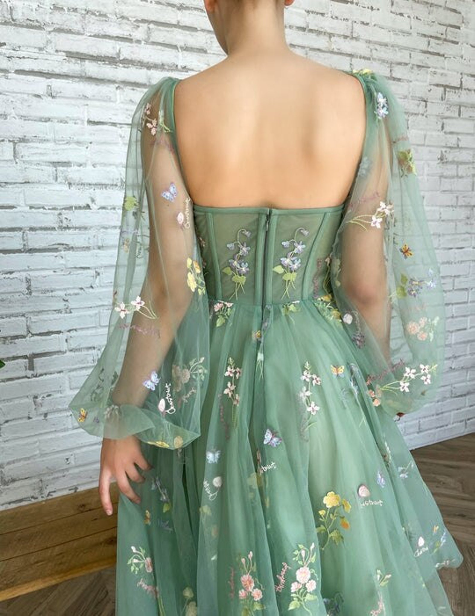Green Cottagecore Dress Corset Dress Prom Dress Fairy Tale Etsy
