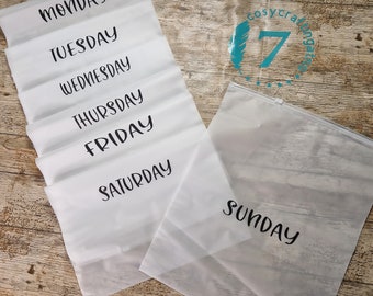 Days of the week organiser bags - Ziplock storage bags - set of 7 - organise - travel - storage