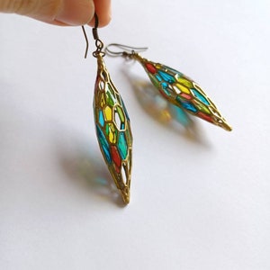 Unique Gift Idea, 3D Printed Stained Glass Earrings, Handmade Lightweight Jewelry image 4
