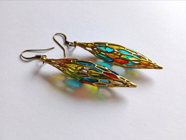 Colorful stained glass earrings