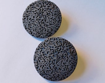 Elegant Ear Studs with Organic Textured Pattern, Matte Black 3D Printed Lightweight Earrings, Unique Ladies Gift