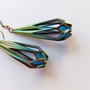 3D Printed Stained Glass Statement Earrings. Art Deco Inspired Earrings. Gift for Her. image 2