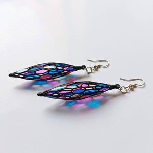 Unique Gift Idea for a Special Person, 3D Printed Stained Glass Earrings, Extremely Lightweight  Handmade Jewelry Gift for Her