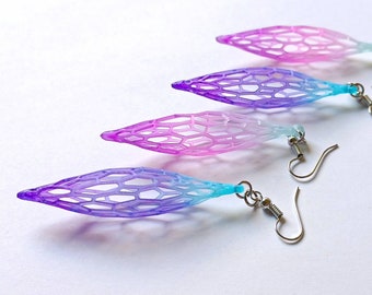 Lightweight 3D Printed Ombre Earrings with Pastel Colors, Perfect Gift For Her