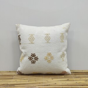 Housse de coussin Kilim, housse de coussin vintage, taie d&#39;oreiller à motifs, coussin de canapé, oreiller Kilim 16x16, oreiller Boho, KK271