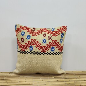 kilim pillow, outdoor pillow, boho pillow , hemp pillows, 16x16 kilim pillow, handmade kilim pillow, bohemian pillow, decor pillow, kk310