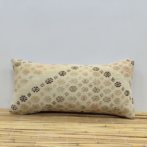 Turkish Kilim Pillow 12x24, Bolster Pillow, Sofa Pillow, Colorful Pillow, Cushion Case, Bedding Pillow, Lumbar Pillow, USA, OA330