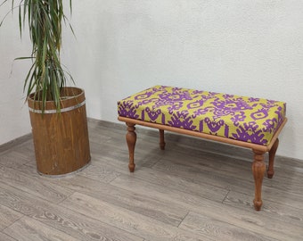 Piano Bench, Ottoman Bench, Kilim Dining Bench, Upholstered Bench, Rotary Wheels, Handmade Furniture, kitchen chair, living room bench,