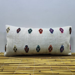 Turkish Kilim Pillow 12x24, Bolster Pillow, Sofa Pillow, Colorful Pillow, Cushion Case, Bedding Pillow, Lumbar Pillow, USA, OA319