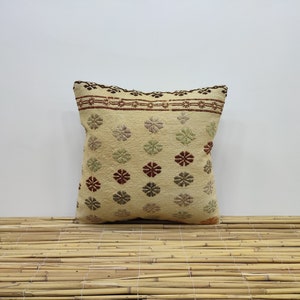 Kilim pillow 16x16 kilim pillow, decorative throw pillow, bohemian pillow covers, handwoven sham cover, boho kilim pillow, home decor, KK298