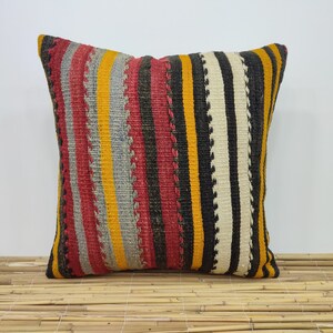 Oreiller fait à la main, Housse d’oreiller Kilim, Oreiller Boho, Oreiller extérieur, Oreiller Kilim 20x20, Oreiller de sol, Oreiller de canapé, Oreiller de canapé, États-Unis, EE037
