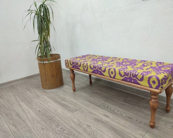 kilim Desing bench, piano bench, banco otomano, farmhouse decor, taburete otomano, turco banco alfombra, reposapiés, banco de salón,
