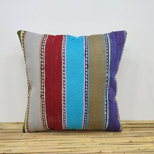 Kilim pillow 16x16 kilim pillow, decorative throw pillow, bohemian pillow covers, handwoven sham cover, boho kilim pillow, home decor, KK134