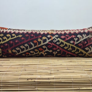 Oreiller Kilim, Taie d’oreiller 12x36, Kilim Lombaire tissé à la main, Housse Boho Sham, Oreiller jetable, Housse de coussin Kilim, Oreiller aztèque, OD289