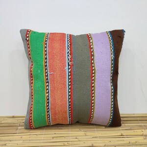 Oreiller Kilim Anatolien, Oreiller Kilim, Oreiller Kilim Turc, Housse d’Oreiller 16x16, Taie d’Oreiller Kilim, Housse de Coussin, Oreiller Boho, KK135