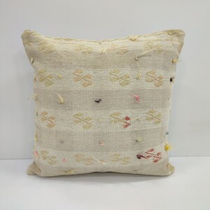 20x20 Pillow Cover, Hemp Kilim Pillow, Turkish Kilim Pillow, Natural Kilim Pillow, Decorative Throw Pillow, Kilim Cushion Cover, USA, EE058