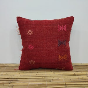 16x16 Oreiller authentique, Taie d’oreiller Boho, Oreiller ethnique, Oreiller de sol, Oreiller décor Boho, vintage, Décoration intérieure, Oreiller de canapé, États-Unis, KK194