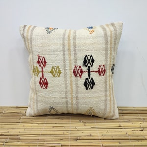 oreiller kilim nomade, oreiller kilim turc, oreiller boho, oreiller canapé, oreiller kilim 16 x 16, oreiller kilim ethnique, oreiller rustique, USA, KK044