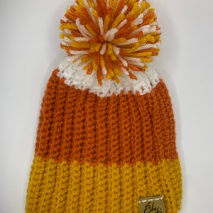 Knitted/Crocheted Newborn/Baby/Children/Toddler/Kid/Teen/Unisex/Adult| Candy Corn Hat | Ear-warmer, Head-Warmer