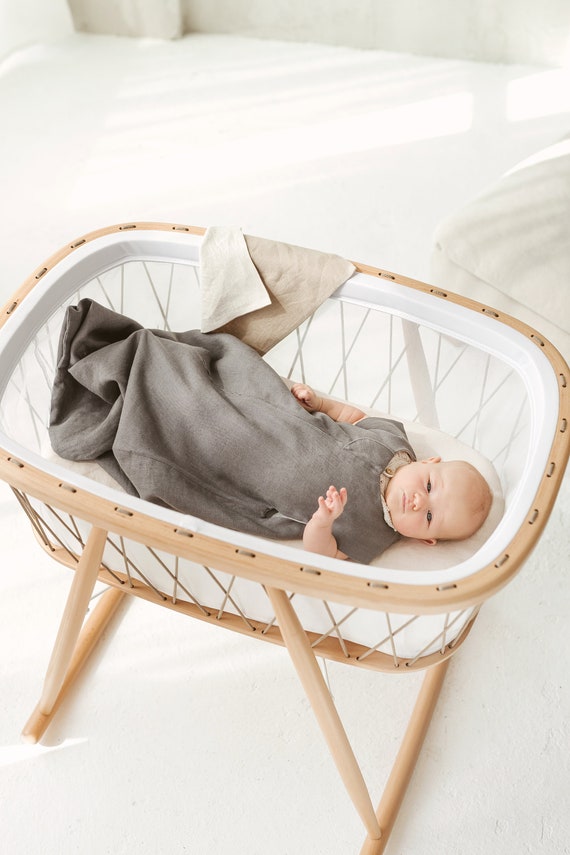 Baby Sleep Sack Natural Linen Wearable Blanket Gray Baby Sleeping