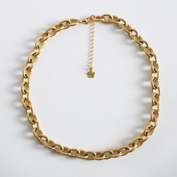 Gold Plated Chain Mesh Choker, Women's Choker Necklace, 18K Gold